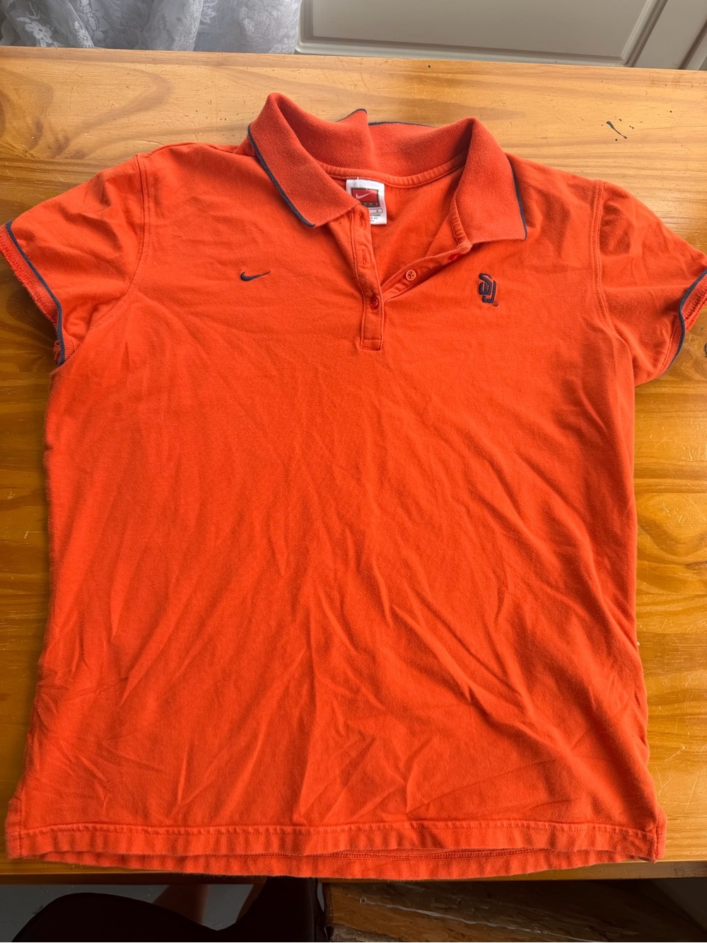 Nike Orange Polo Shirt with Navy Trim